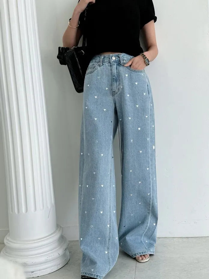 [Preorder] Silver heart denim