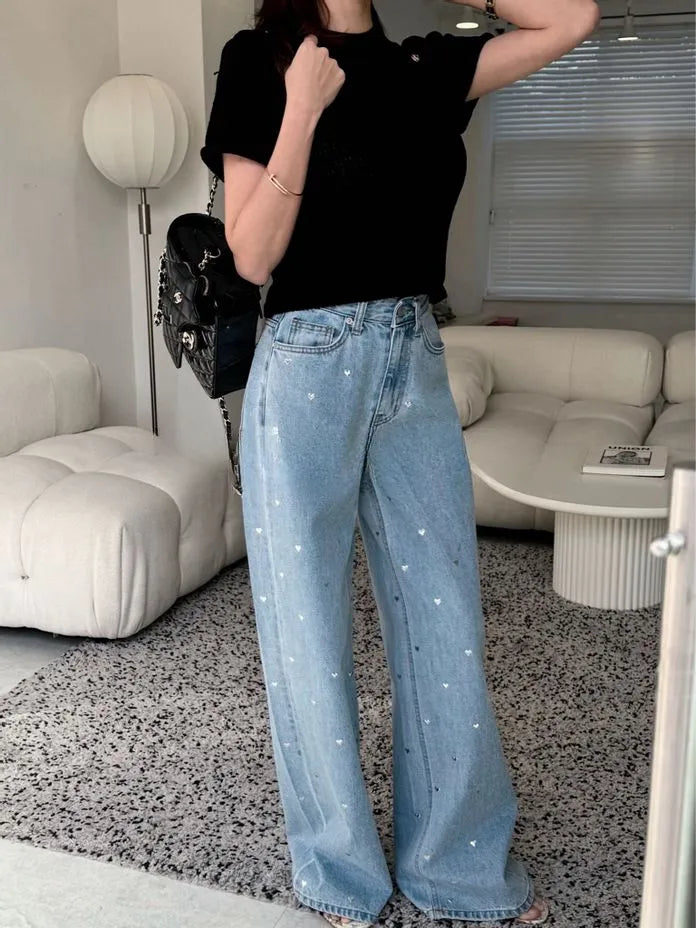 [Preorder] Silver heart denim