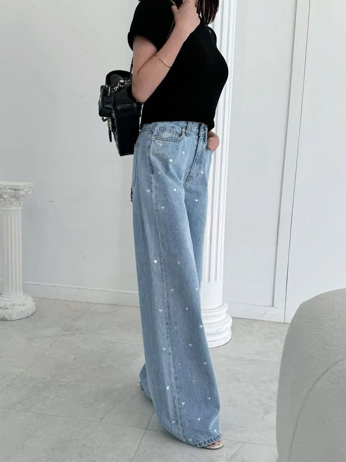 [Preorder] Silver heart denim