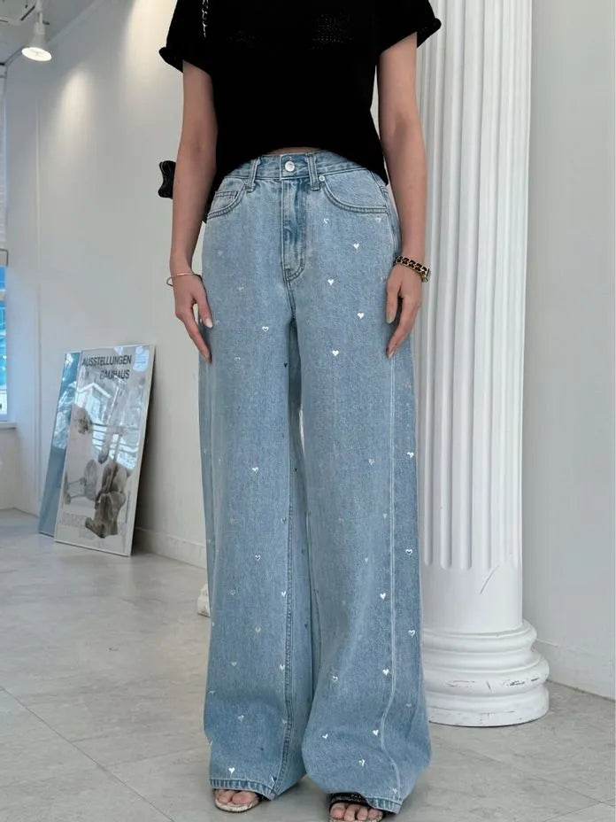 [Preorder] Silver heart denim