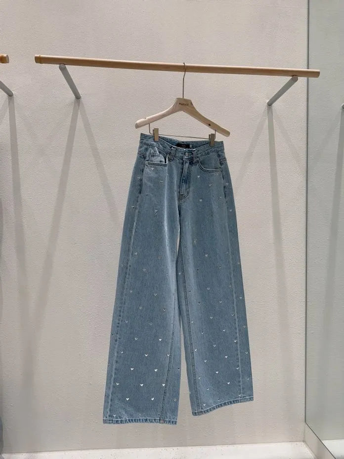 [Preorder] Silver heart denim