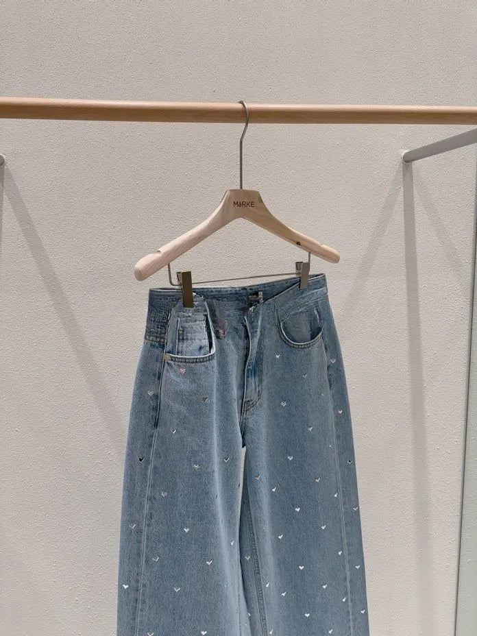 [Preorder] Silver heart denim