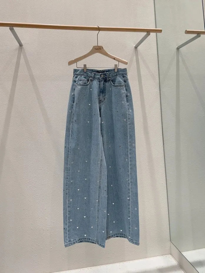 [Preorder] Silver heart denim