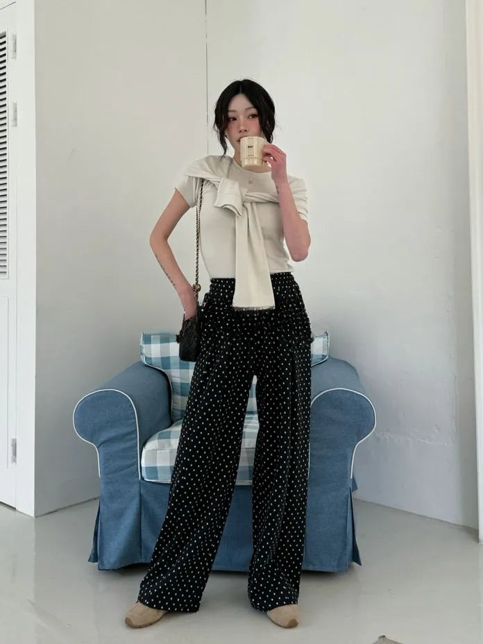[Preorder] Polka dot pleated pants