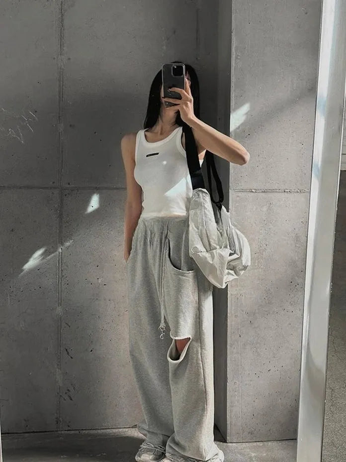 [Preorder] Loose-fit cotton sweatpants with cut