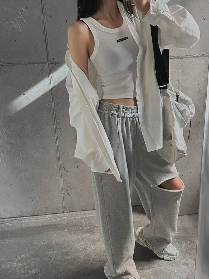 [Preorder] Loose-fit cotton sweatpants with cut