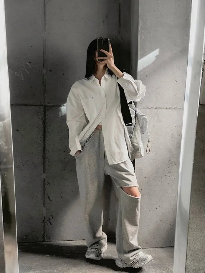 [Preorder] Loose-fit cotton sweatpants with cut
