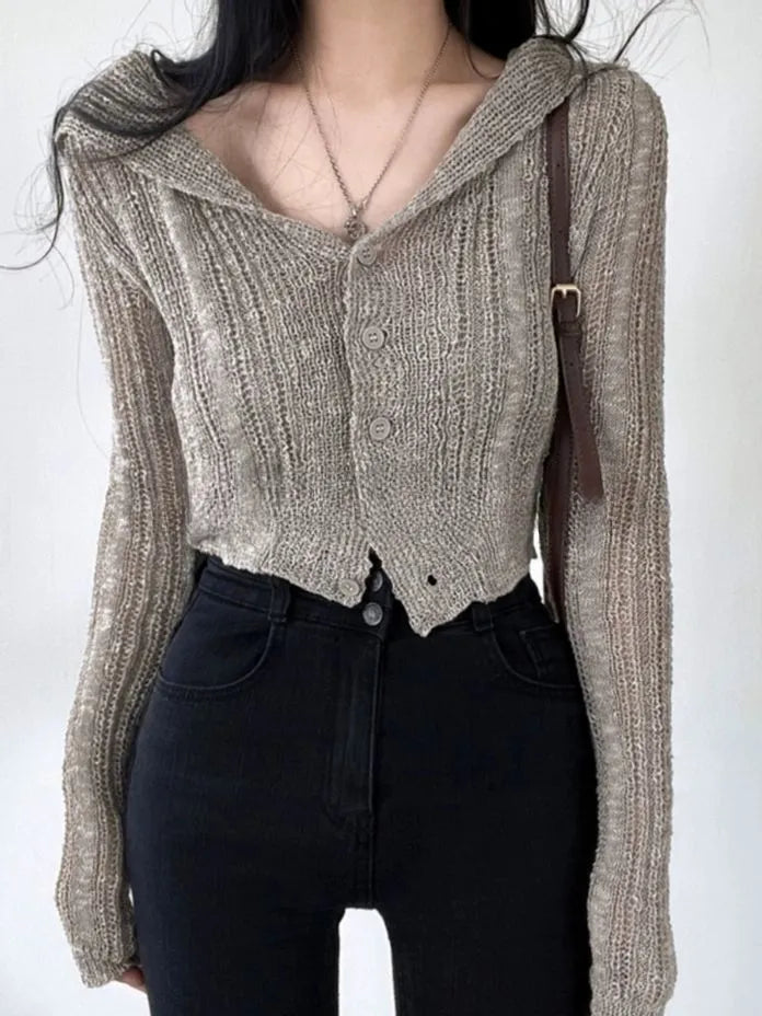 [Preorder] V-neck ribbed knit cardigan