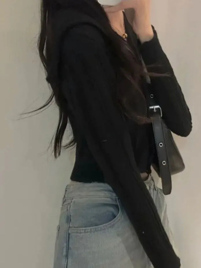 [Preorder] V-neck ribbed knit cardigan