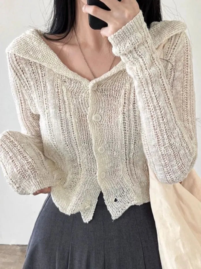 [Preorder] V-neck ribbed knit cardigan
