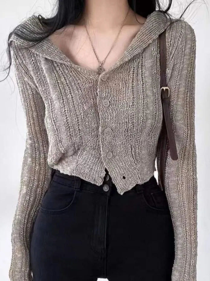 [Preorder] V-neck ribbed knit cardigan
