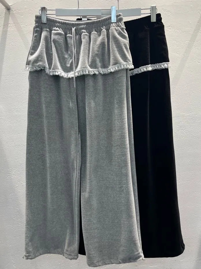 [Preorder] Wide leg pants with lace