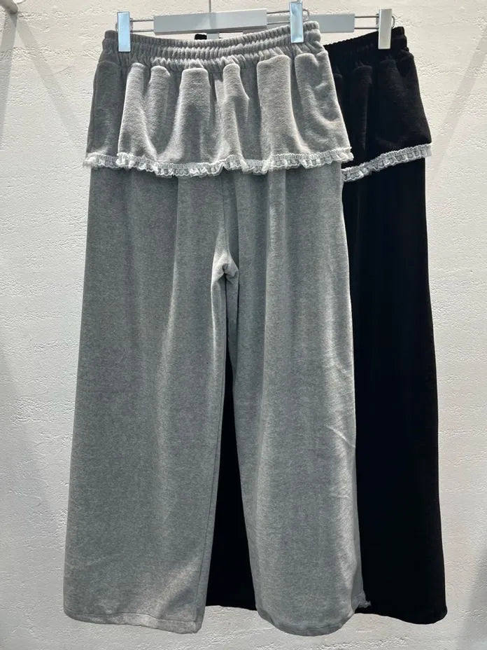 [Preorder] Wide leg pants with lace