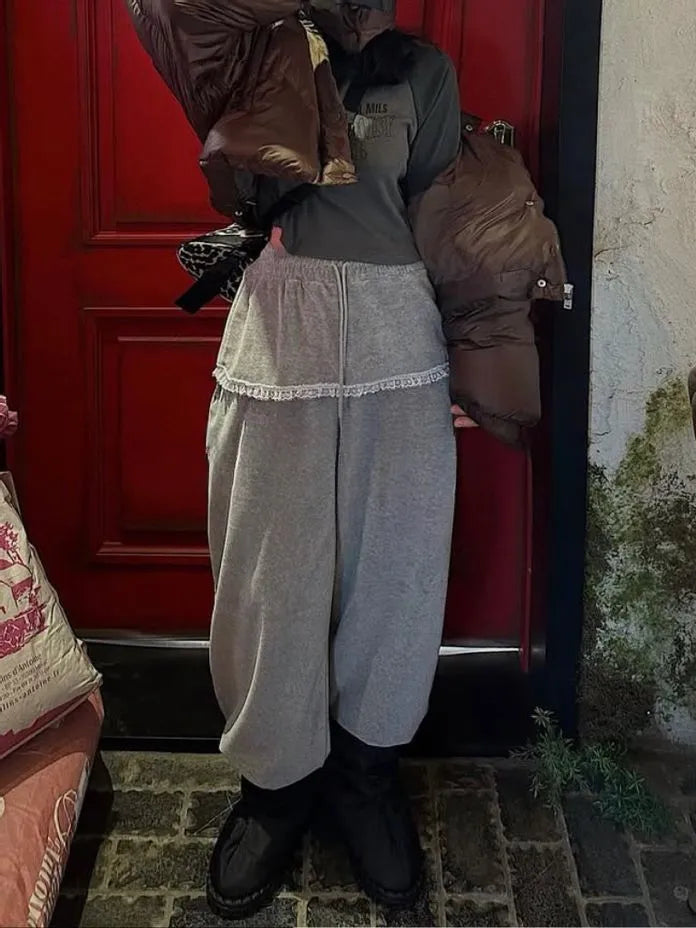 [Preorder] Wide leg pants with lace