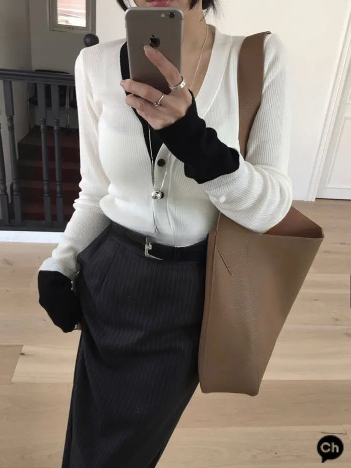 [Preorder] Two-tone button up cardigan