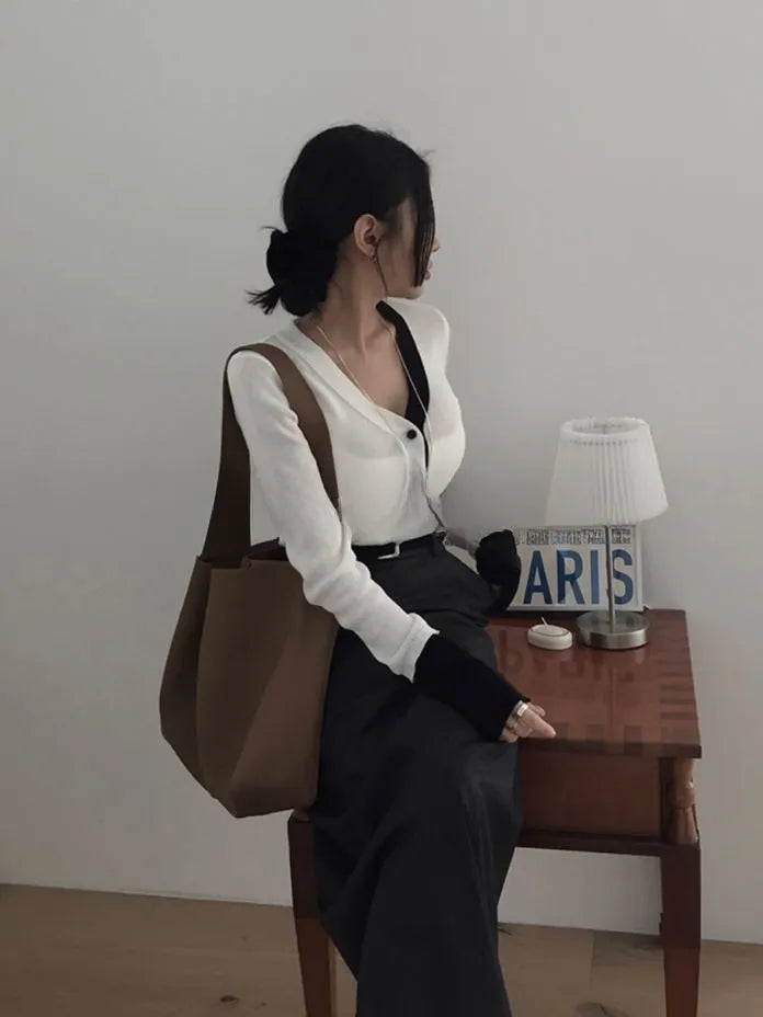 [Preorder] Two-tone button up cardigan