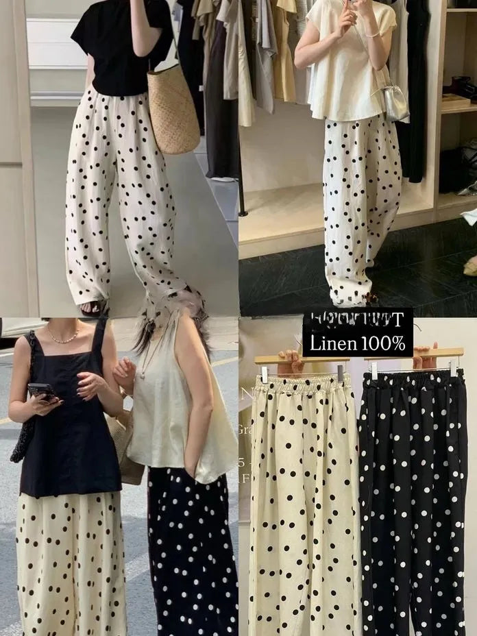 [Preorder] Linen polka dot pants