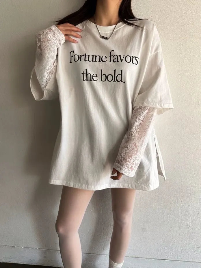 [Preorder] Fortune T-shirt with layered lace sleeve