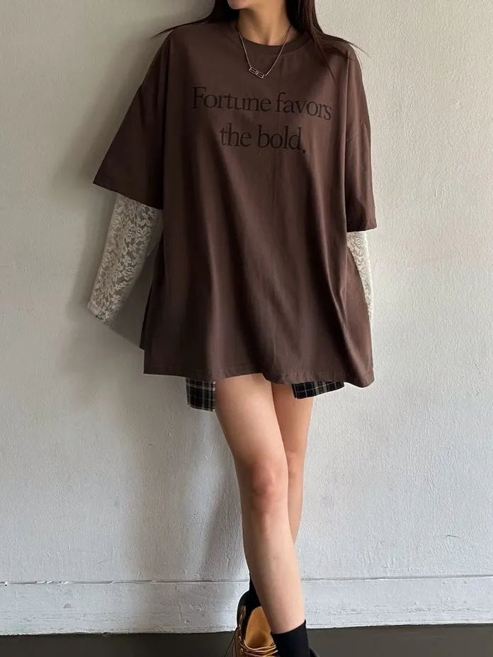 [Preorder] Fortune T-shirt with layered lace sleeve
