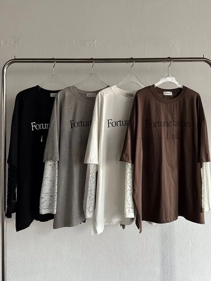 [Preorder] Fortune T-shirt with layered lace sleeve