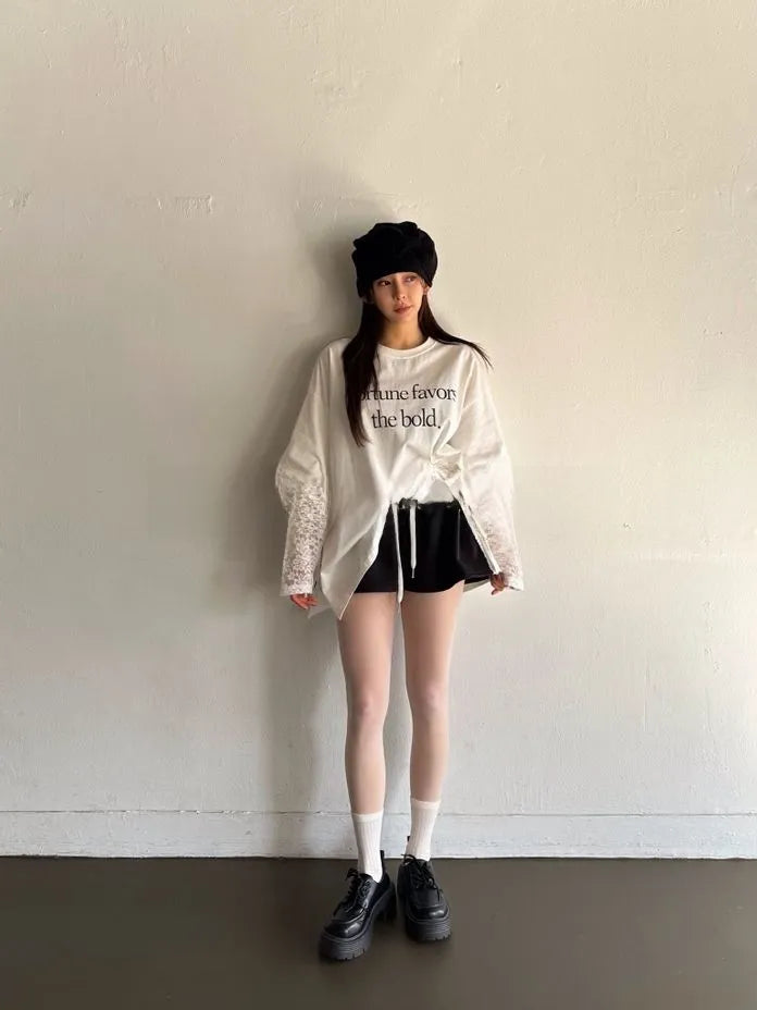 [Preorder] Fortune T-shirt with layered lace sleeve