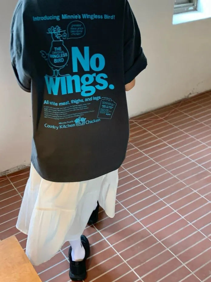 [Preorder] Oversized no wings graphic T-shirt (unisex)