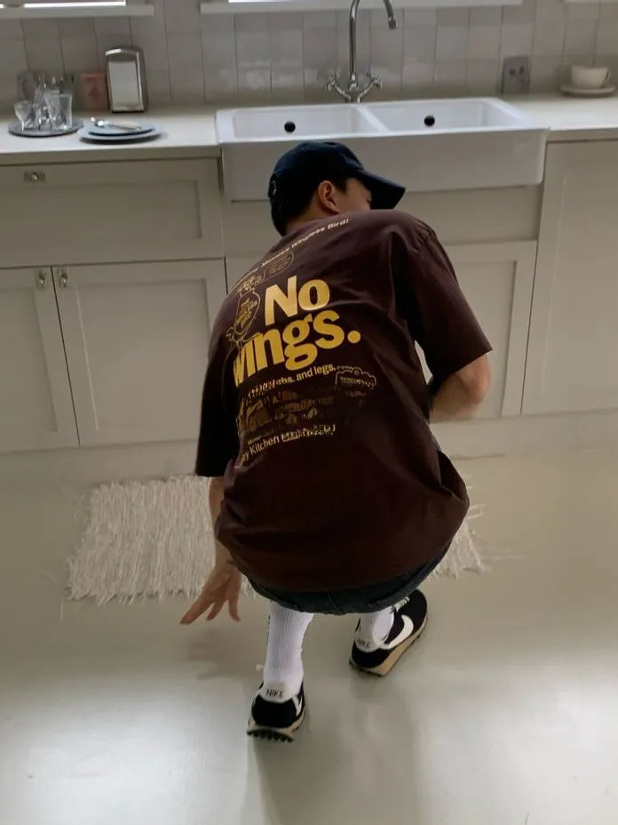 [Preorder] Oversized no wings graphic T-shirt (unisex)