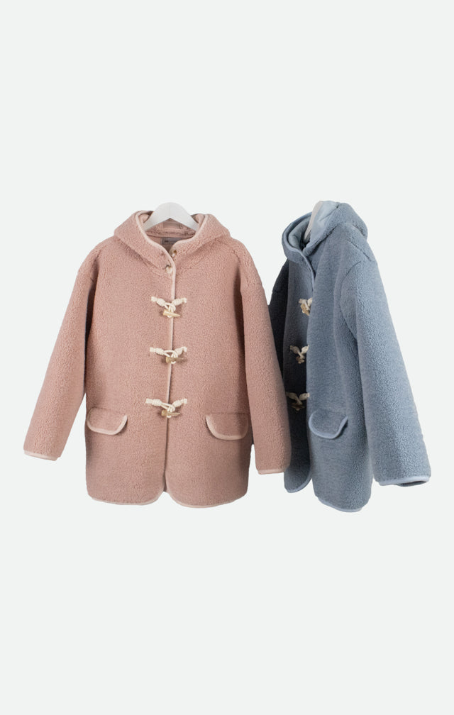 Lamb wool jacket with horn buttons