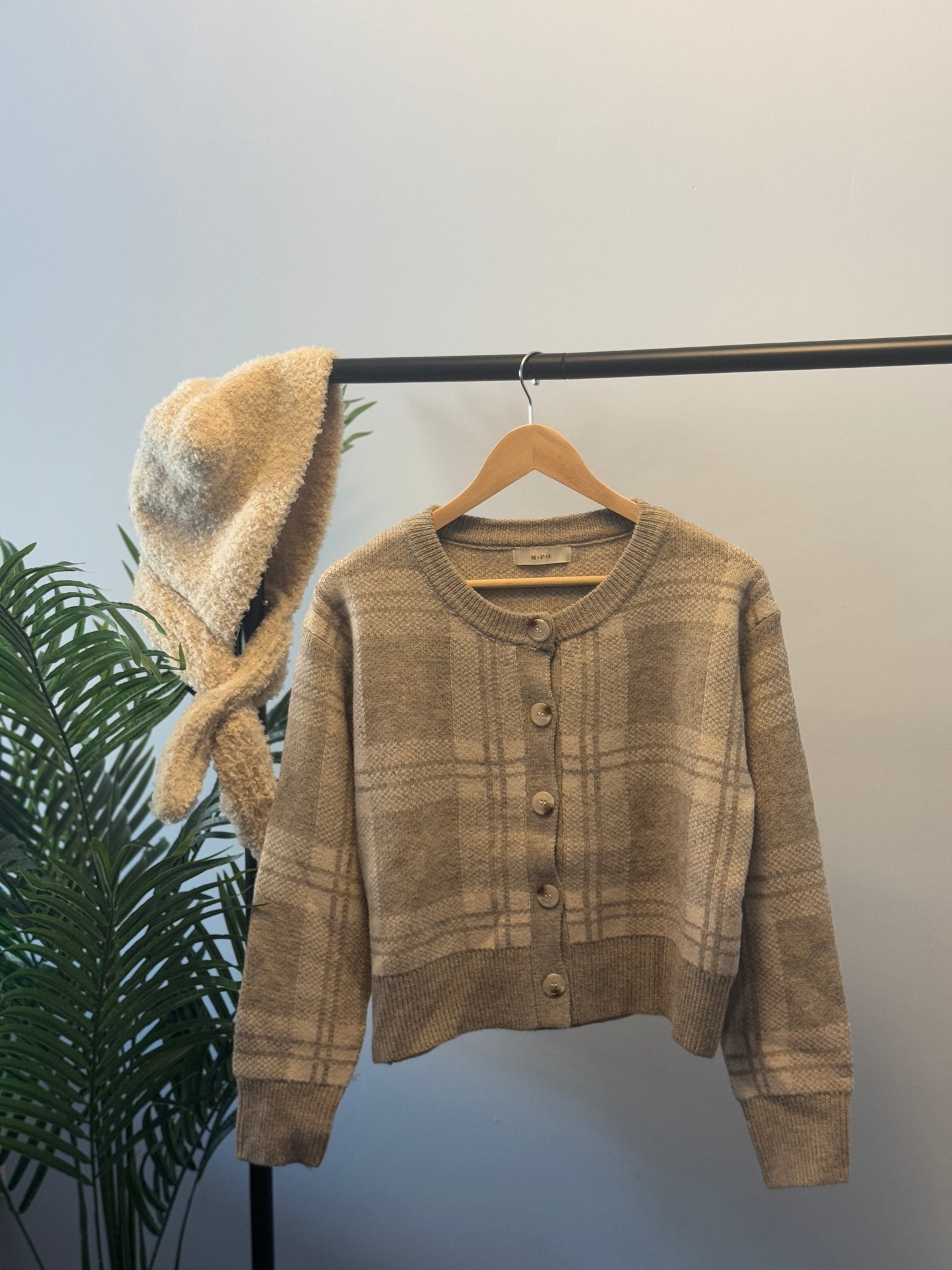 Checkered button-up cardigan