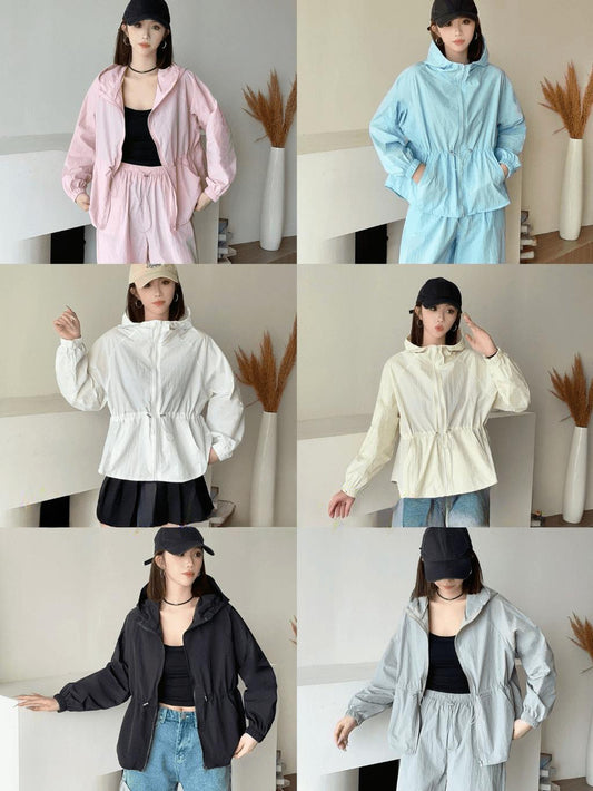 Windbreaker with thin waist